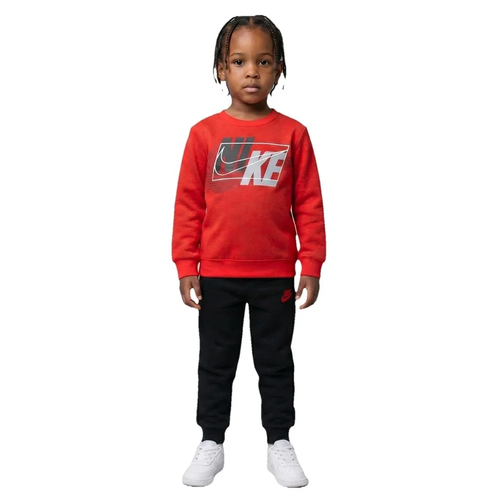 Nike Little Boy's Fleece Jogger Pants & Pullover Sweater Outfit Set 4T Red Black